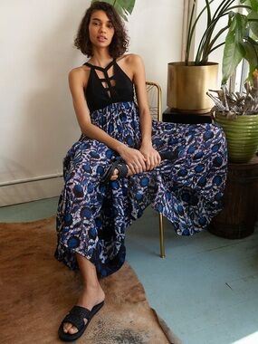 Free People Kenya Printed Halter Maxi Dress Sz 2